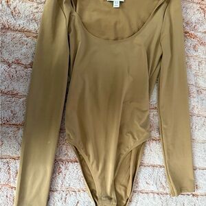 Topshop Beige Long Sleeve Bodysuit